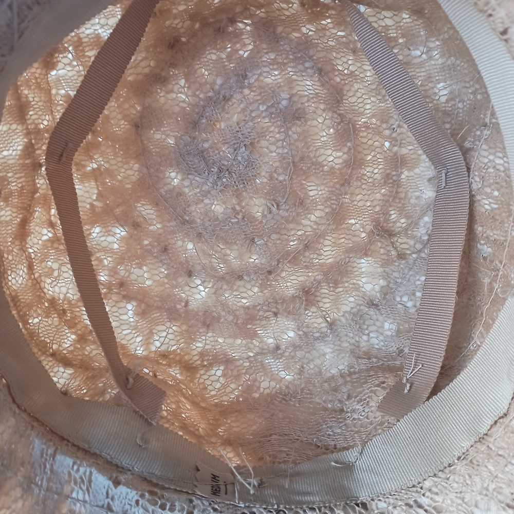 Exquisite Vintage 1950s-60s Cream Textured Woven Hat w/Original Box - Picture 7 of 12